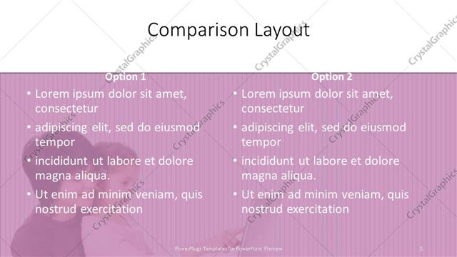 Comparison presentation slide layout