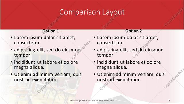 Comparison presentation slide layout