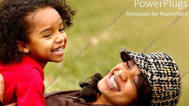  Presentation with daughter - Mother and daughter playing in the grass