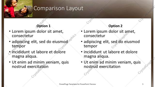 Comparison presentation slide layout