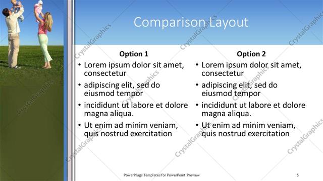 Comparison presentation slide layout