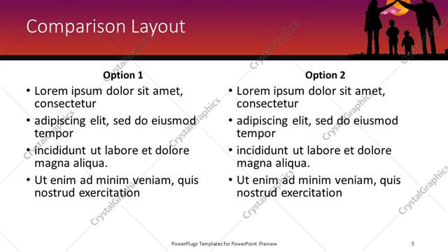 Comparison presentation slide layout