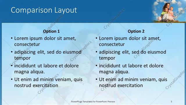 Comparison presentation slide layout