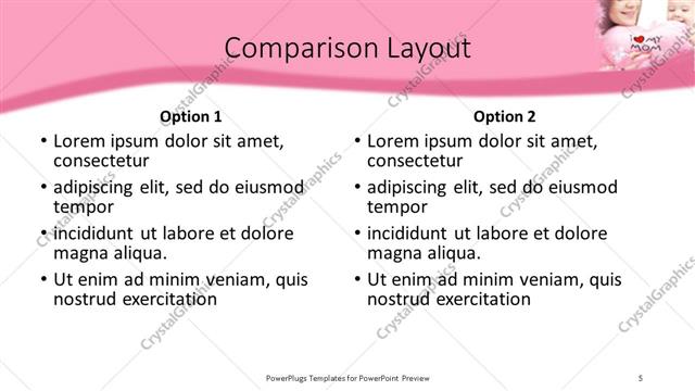 Comparison presentation slide layout