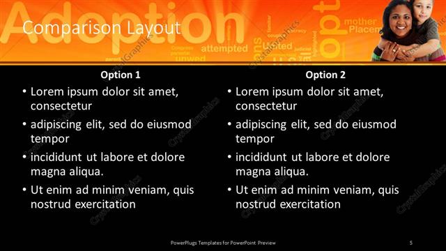 Comparison presentation slide layout