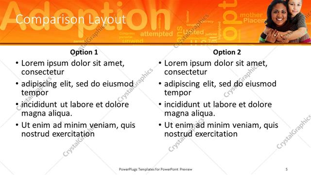 Comparison presentation slide layout