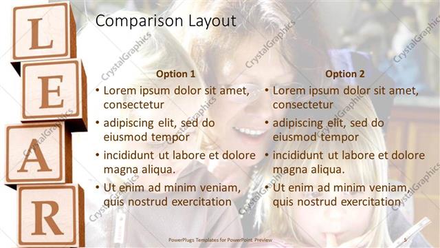 Comparison presentation slide layout