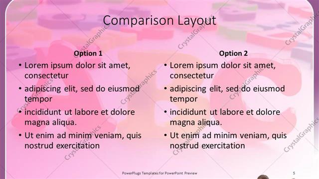 Comparison presentation slide layout