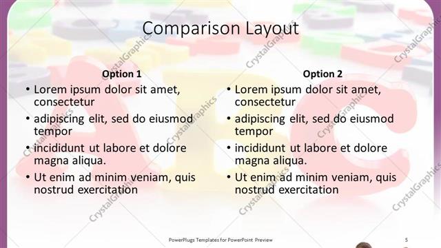 Comparison presentation slide layout