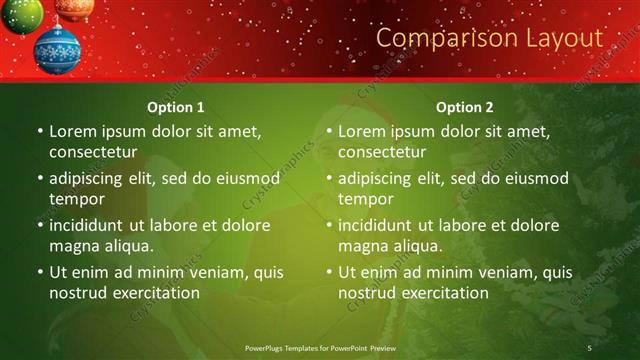 Comparison presentation slide layout