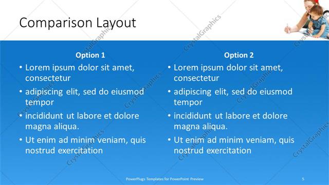 Comparison presentation slide layout