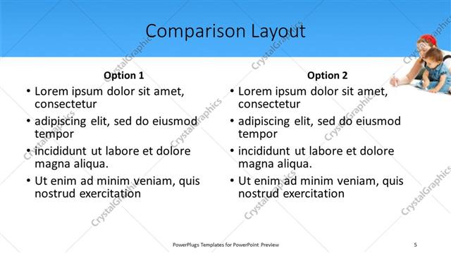 Comparison presentation slide layout