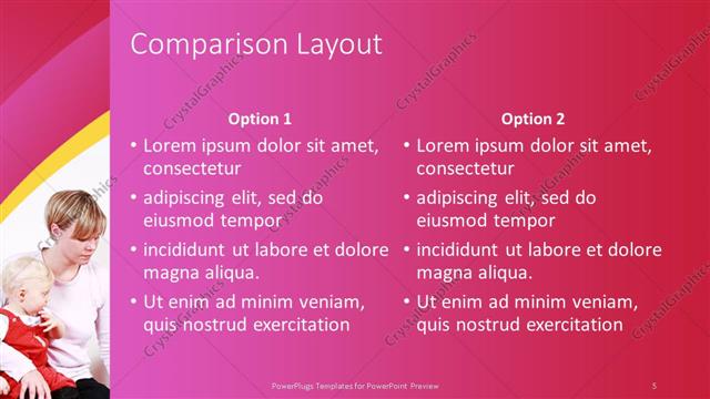 Comparison presentation slide layout