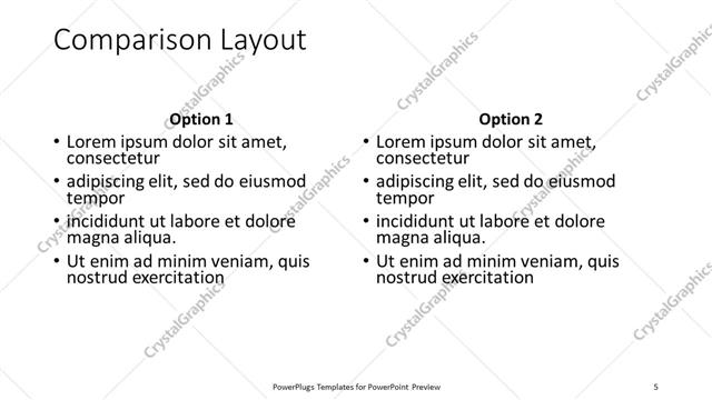 Comparison presentation slide layout