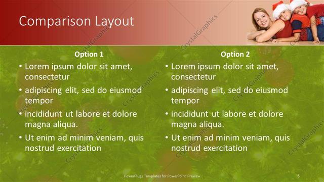 Comparison presentation slide layout
