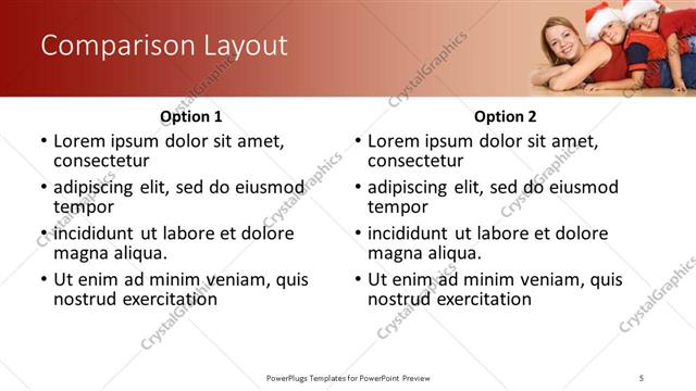 Comparison presentation slide layout