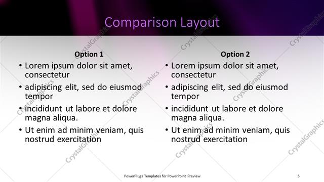 Comparison presentation slide layout