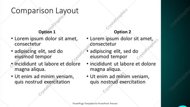 Comparison presentation slide layout