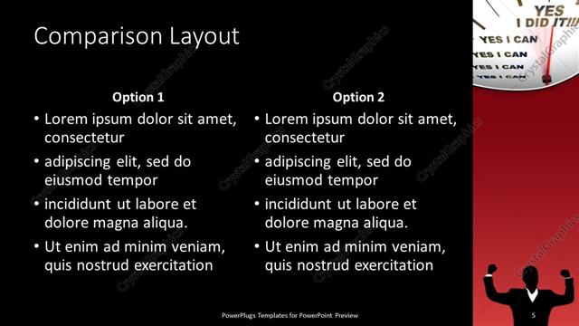 Comparison presentation slide layout
