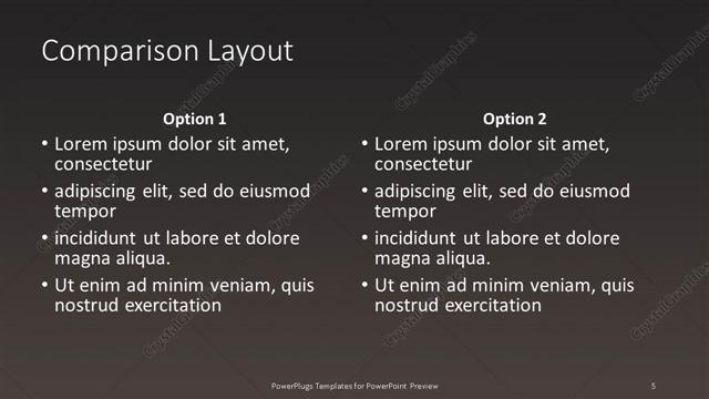 Comparison presentation slide layout