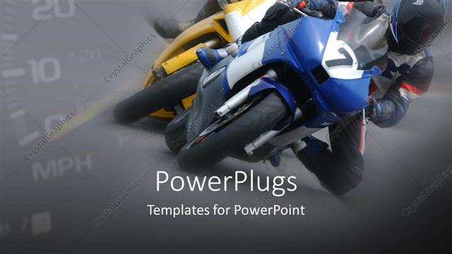  Presentation with faded - Motor bike racing with faded speedometer showing in background