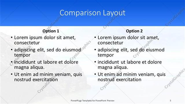 Comparison presentation slide layout