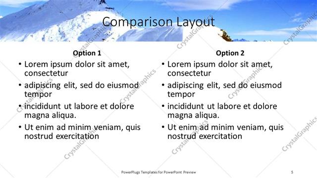 Comparison presentation slide layout