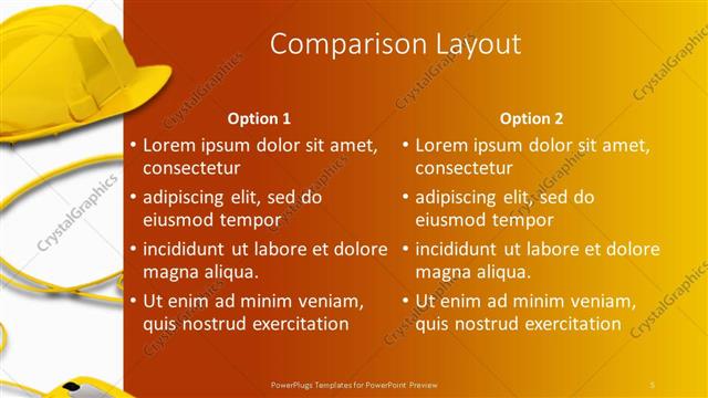 Comparison presentation slide layout
