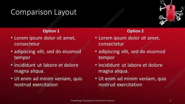 Comparison presentation slide layout