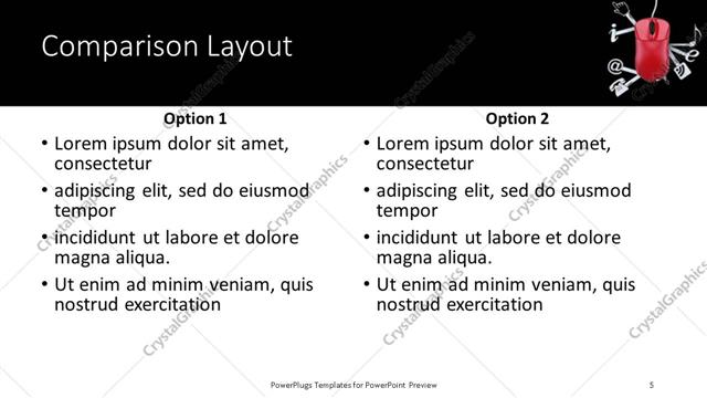 Comparison presentation slide layout