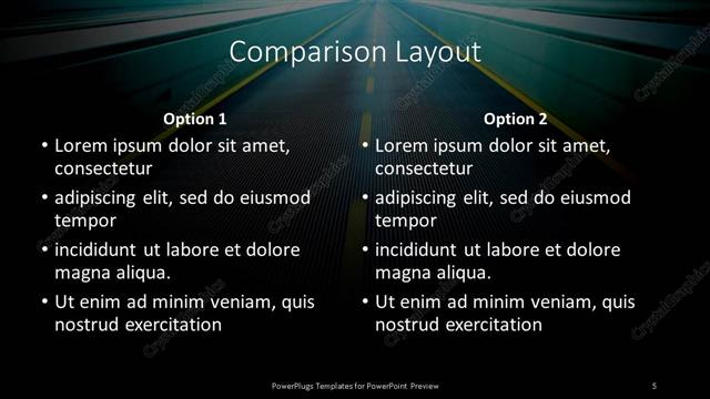 Comparison presentation slide layout