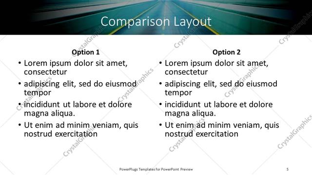 Comparison presentation slide layout