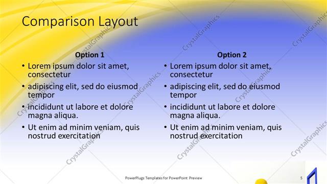 Comparison presentation slide layout
