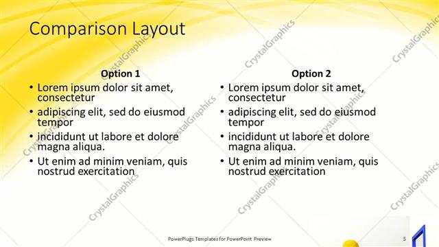 Comparison presentation slide layout