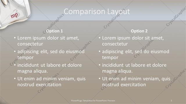 Comparison presentation slide layout