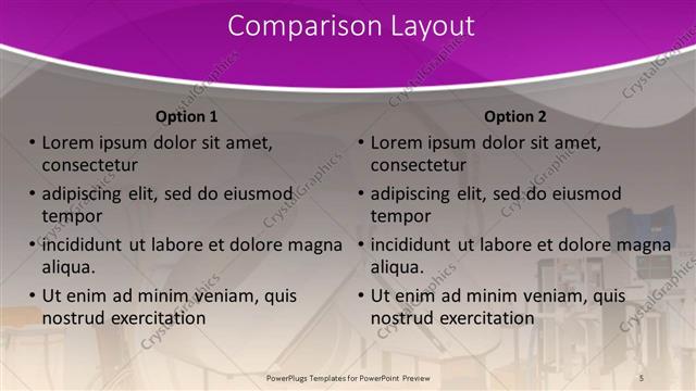 Comparison presentation slide layout
