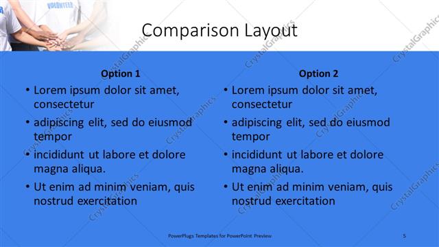 Comparison presentation slide layout