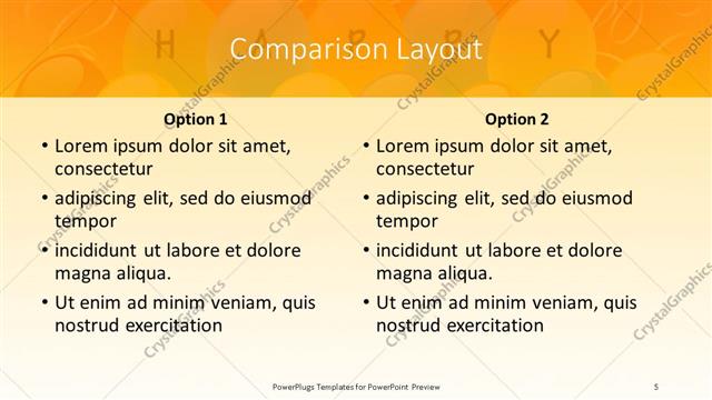 Comparison presentation slide layout