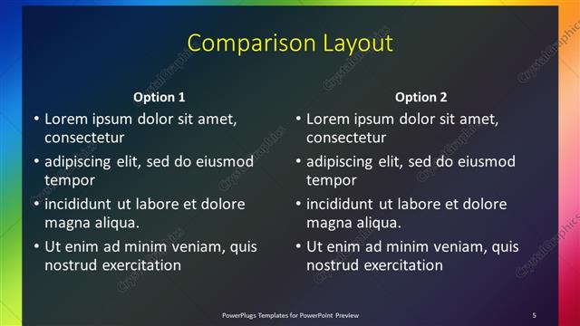 Comparison presentation slide layout