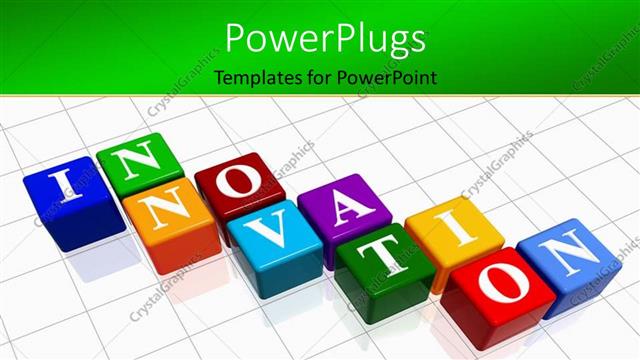 Presentation with innovation - Multi color boxes over white background with text - Innovation