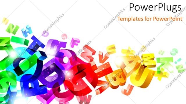  Presentation with multi - Multi color revolving 3D alphabets with white color