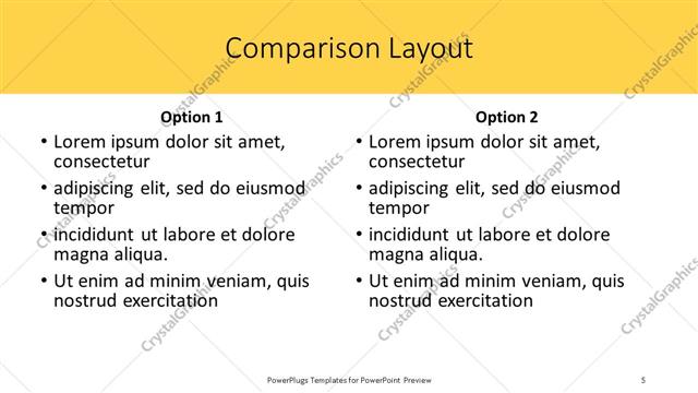 Comparison presentation slide layout