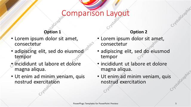 Comparison presentation slide layout
