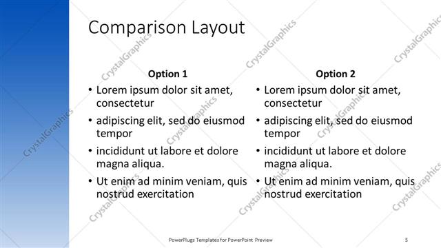 Comparison presentation slide layout