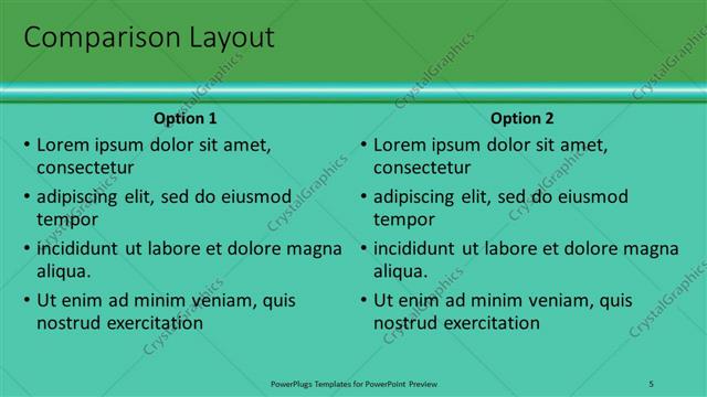 Comparison presentation slide layout