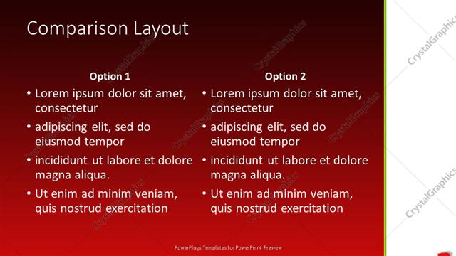 Comparison presentation slide layout