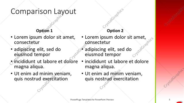 Comparison presentation slide layout