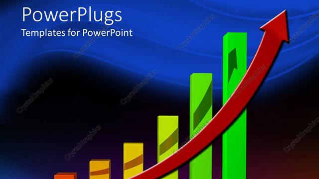  Presentation with statistique - A multi colored bar chart with three earth globes and a red arrow