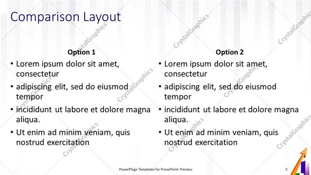 Comparison presentation slide layout