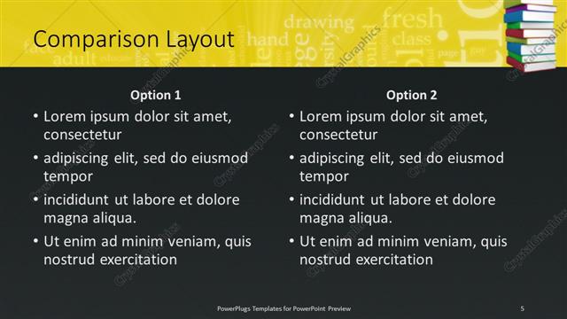 Comparison presentation slide layout